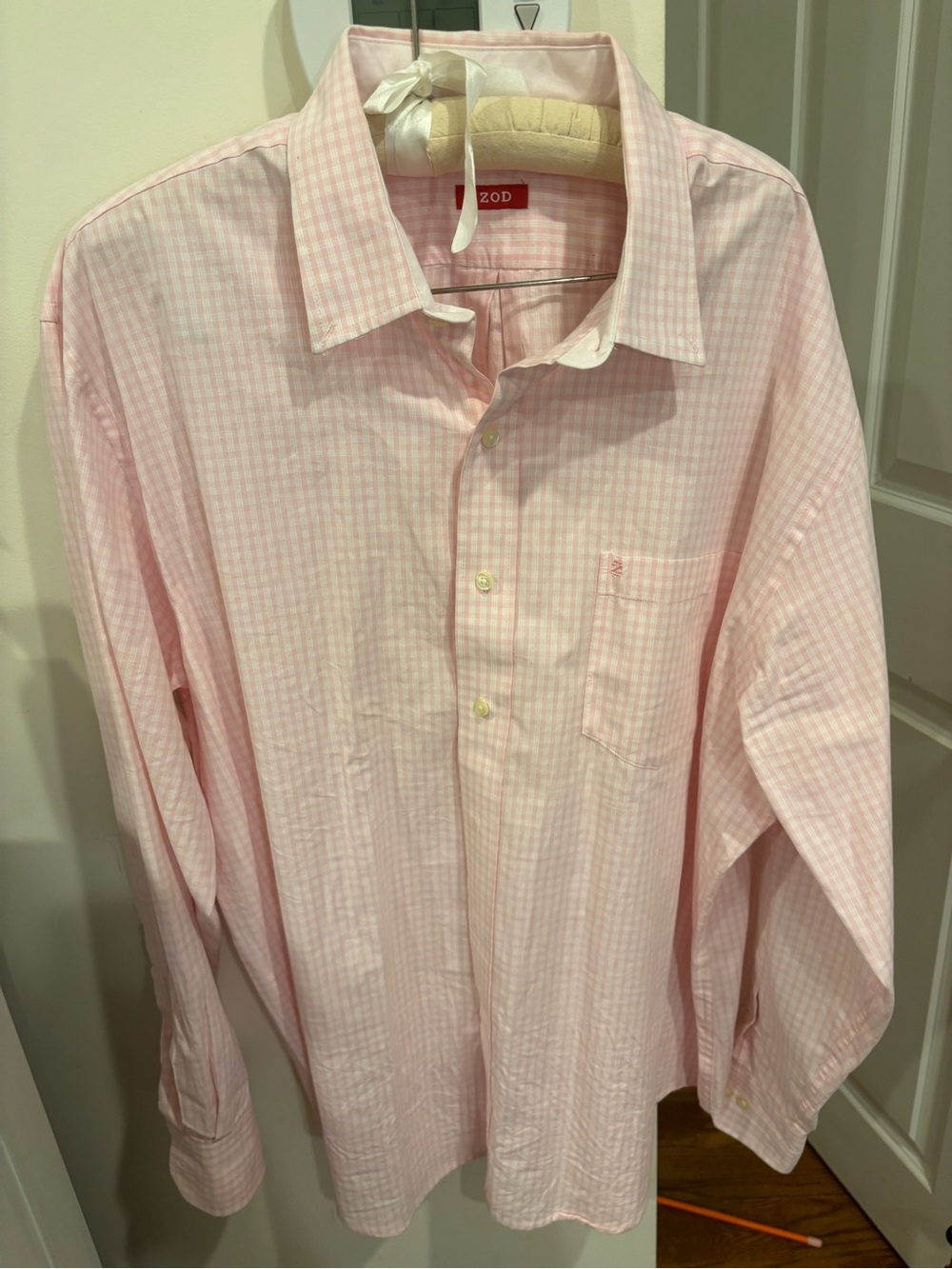 Izod Light Pink Checked Men’s Dress Shirt